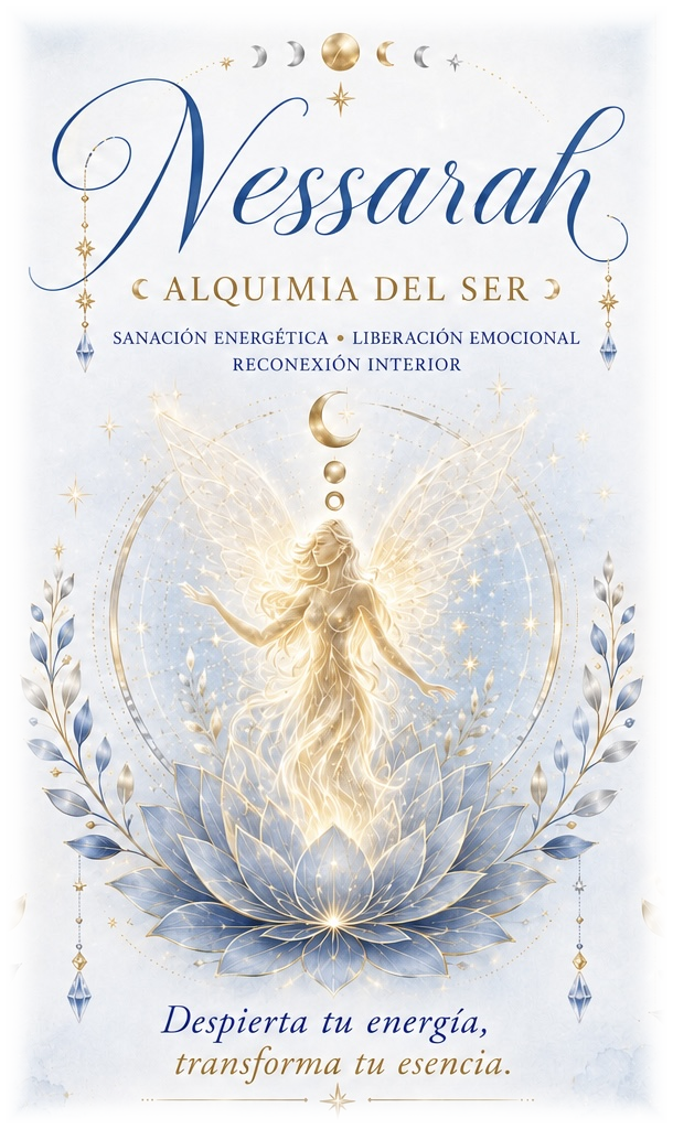Logotipo completo de Nessarah · Alquimia del Ser